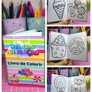 Lembrancinha livrinho de colorir dia das crianças