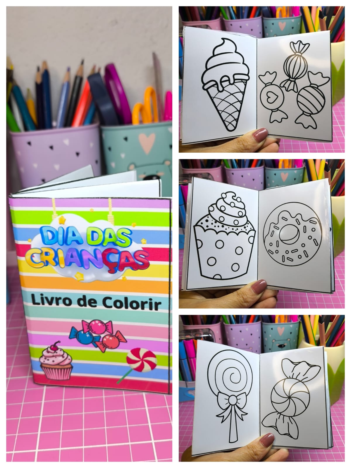 Lembrancinha livrinho de colorir dia das crianças