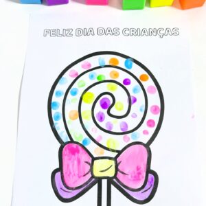 Atividade dia das crianças pintura com os dedos