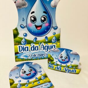 kit dia da água com avental, coroa e luva de história