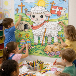 🐰✨ Painel Interativo + Folhinha A4 – Páscoa 🐑🌈