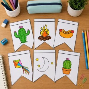 🎉🌽 BANDEIRINHAS JUNINAS PARA COLORIR 🌽🎉