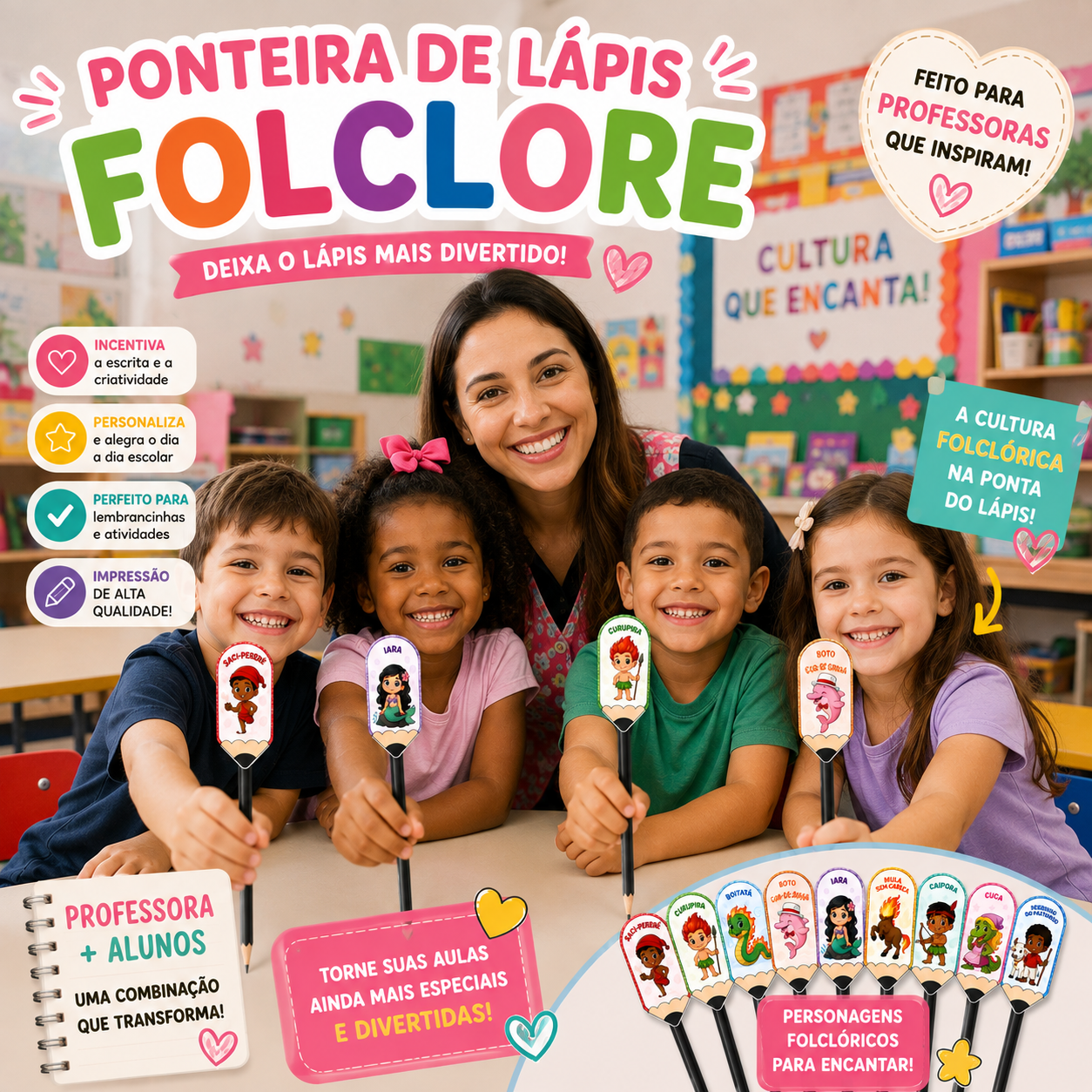 LEMBRANCINHA PONTEIRA DE LAPIS FOLCLORE