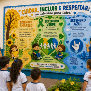 Painel Setembro amarelo, verde e azul