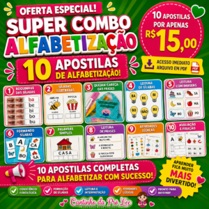 COMBO DE ALFABETIZAÇÃO 10 APOSTILAS 😍
