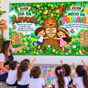 Painel duplo dia da árvore e primavera