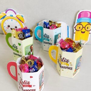 ☕💗 CANECA DE PAPEL – LEMBRANCINHA DIA DOS PROFESSORES 👩🏫✨